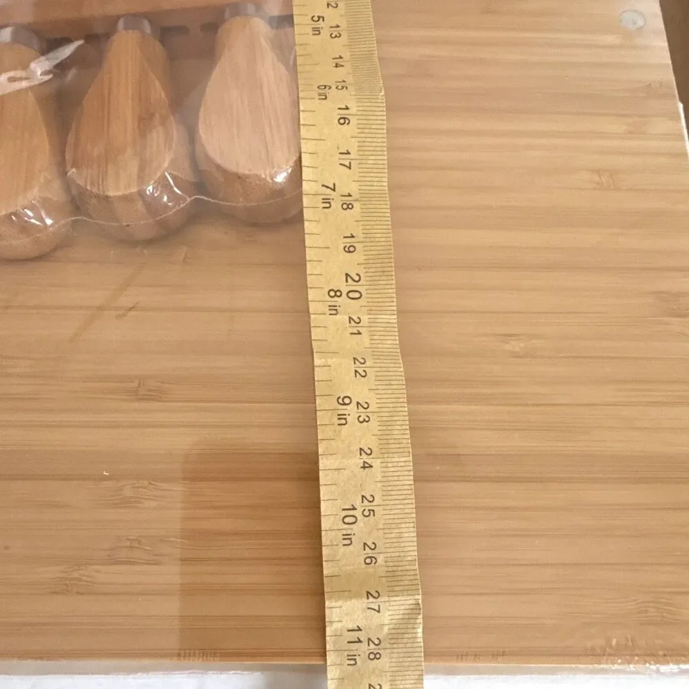 Tate + Zoey Z0178 Bamboo Cutting Board Set w/ Tray & 5-Pc Cheese Knives